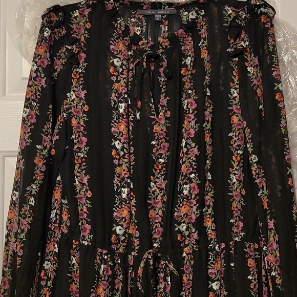 Julia Jordan Black multi Tiered Striped Chiffon Dress - Picture 8 of 10